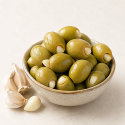 Grüne Oliven aus Chalkidiki gefüllt mit Knoblauch 500 g