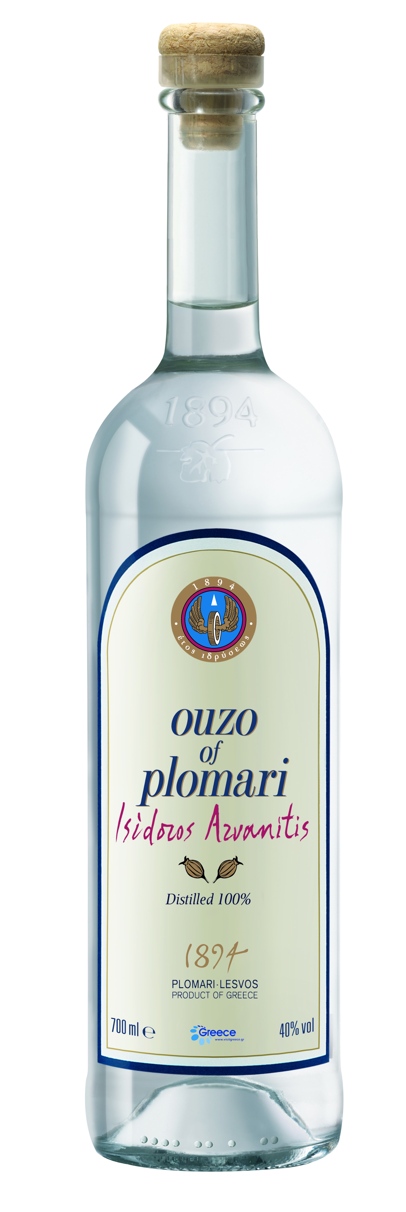 Ouzo Plomari Issidoros Arvanitis Ouzo, ~ Olivenöl Metaxa, Weine, | 40% Weinversand Shop-Kreta 0.7L