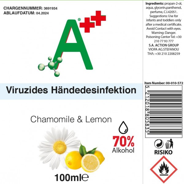 Desinfektionsmittel Hände Viruzid PREMIUM Blau 250ml